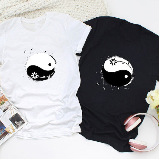 Yin Yang Matching Short Sleeve Couple T-Shirts
