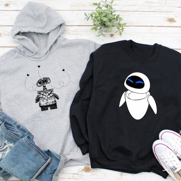 WALL-E & EVE Matching Full Sleeve Couple Hoodies