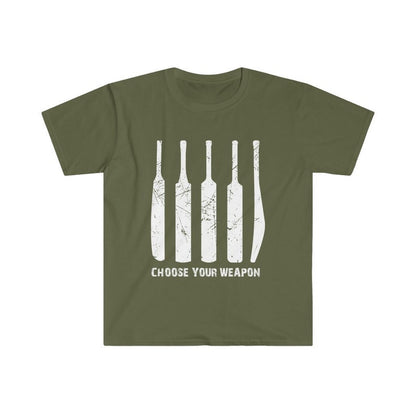 "Choose Your Weapon" Cricket Bat T-Shirt 🏏🔥