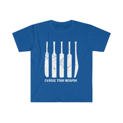 "Choose Your Weapon" Cricket Bat T-Shirt 🏏🔥