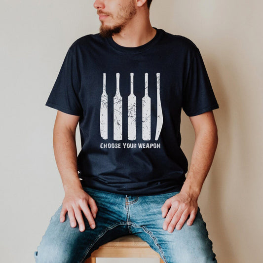 "Choose Your Weapon" Cricket Bat T-Shirt 🏏🔥