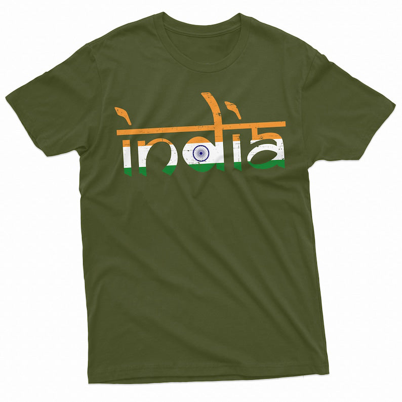 Tricolor India Typography T-Shirt