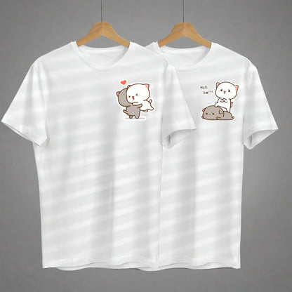 Customised Cat Heart Couple T-Shirt