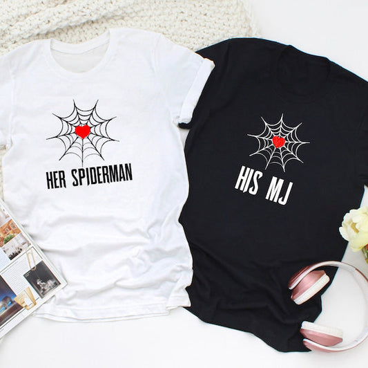 Spider Love Matching Short Sleeve Couple T-Shirts