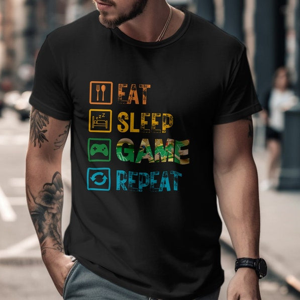 Eat Sleep Game Repeat - Gamer’s Ultimate T-Shirt 🎮🔥