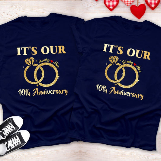 It's Our 10th Anniversary Theme Short Sleeve Couple T-Shirts
