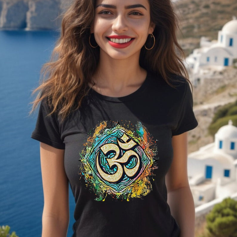Spiritual Om Symbol T-Shirt – Mystical & Vibrant Design