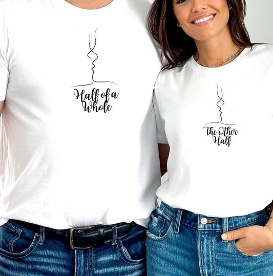 Half of The Whole & The Other Half Short Sleeve Couple T-Shirts