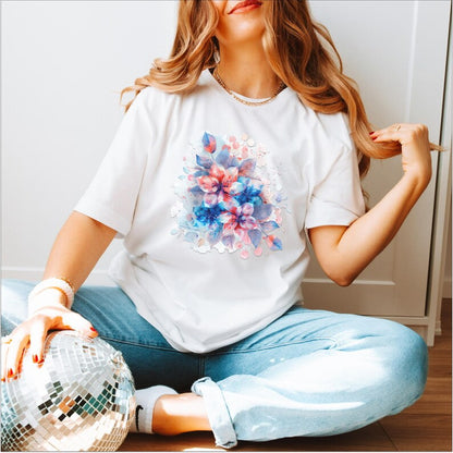 Watercolor Floral Art T-Shirt – Elegant & Artistic Casual Wear