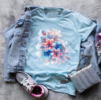Watercolor Floral Art T-Shirt – Elegant & Artistic Casual Wear