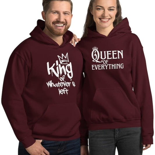 King of Whatever's Left & Queen of Everything Couple Hoodies