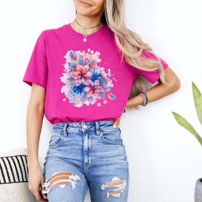 Watercolor Floral Art T-Shirt – Elegant & Artistic Casual Wear