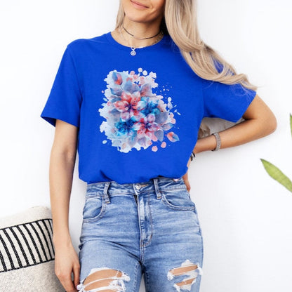 Watercolor Floral Art T-Shirt – Elegant & Artistic Casual Wear