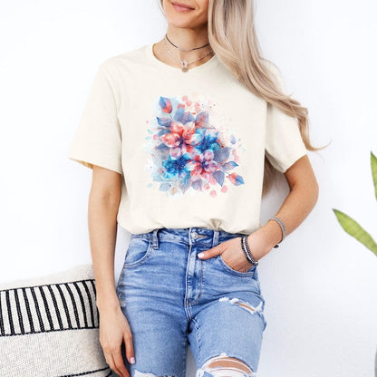 Watercolor Floral Art T-Shirt – Elegant & Artistic Casual Wear