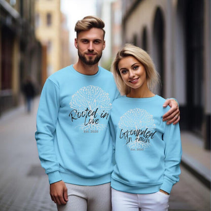 Rooted In Love & Grounded In Faith Full Sleeve Couple T-Shirts