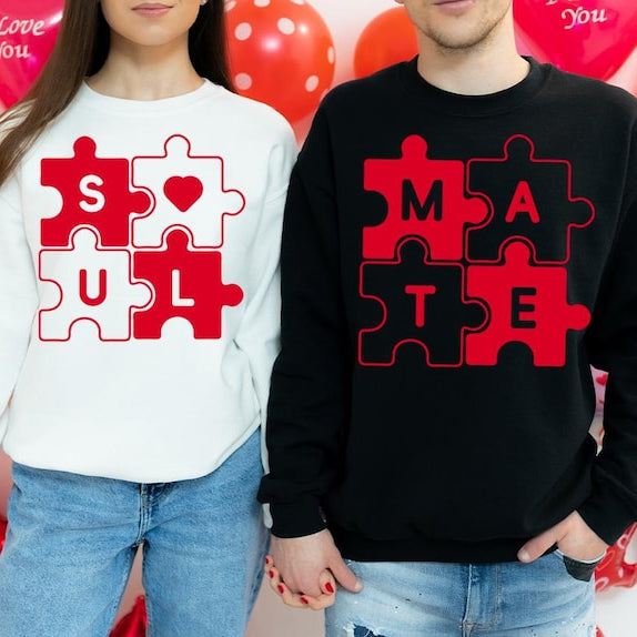 Soulmate Puzzle Long Sleeve T-Shirts for Couple