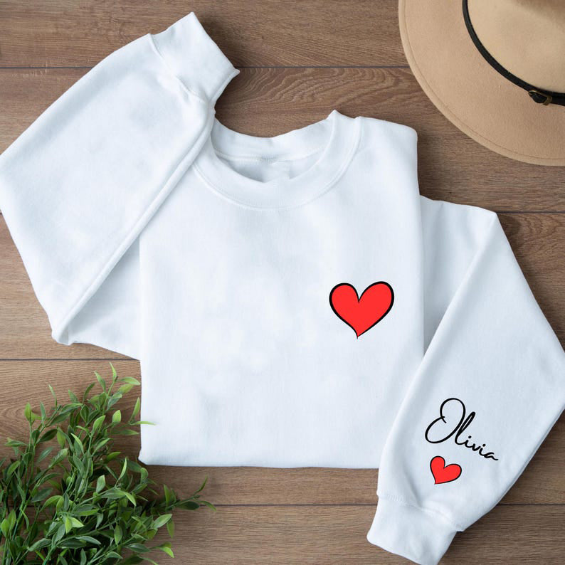 Red Heart Long Sleeve Couple T-Shirts