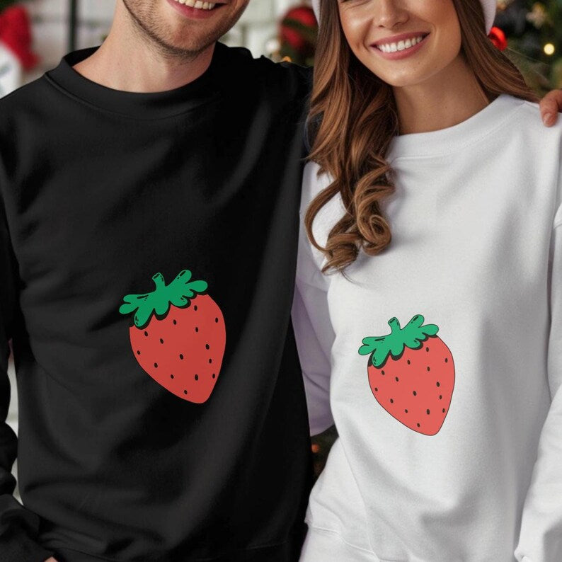 Strawberry Lover Full Sleeve Couple T-Shirts