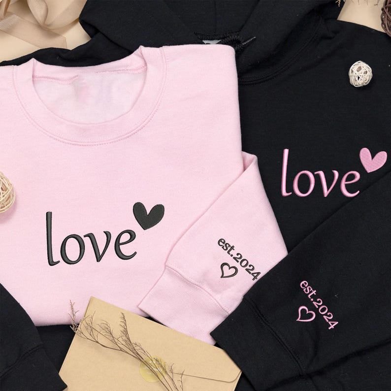 Love Theme Long Sleeve Couple T-Shirts