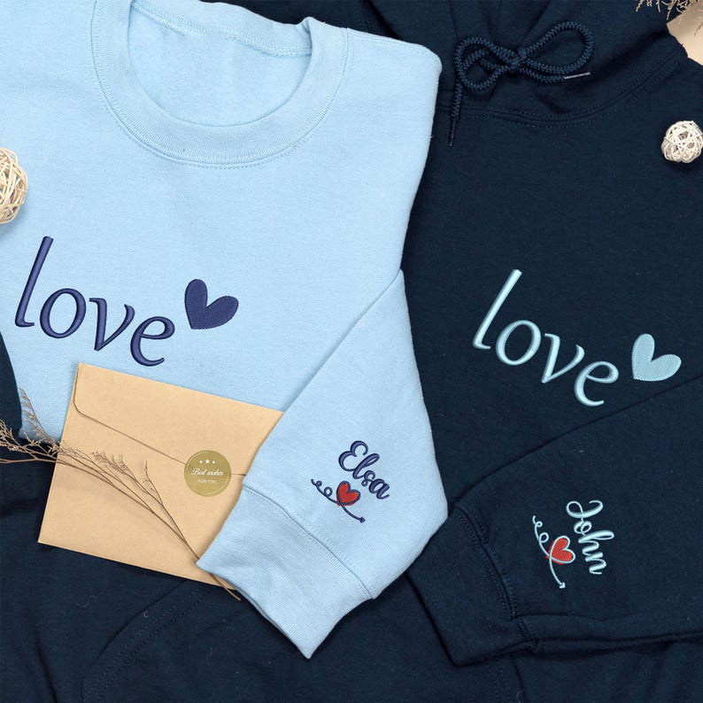 Love Theme Long Sleeve Couple T-Shirts