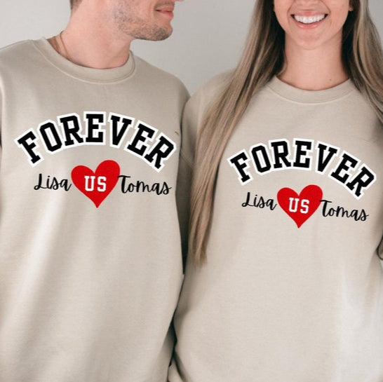 Custom Name Forever ❤ Long Sleeve Couple T-Shirts