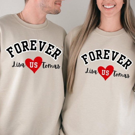 Custom Name Forever ❤ Long Sleeve Couple T-Shirts