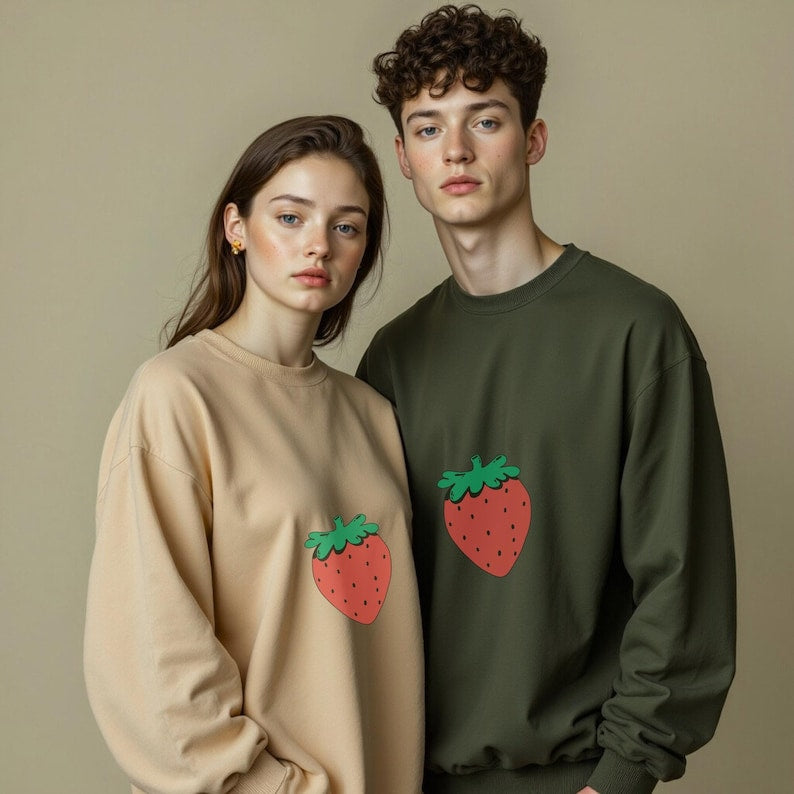 Strawberry Lover Full Sleeve Couple T-Shirts