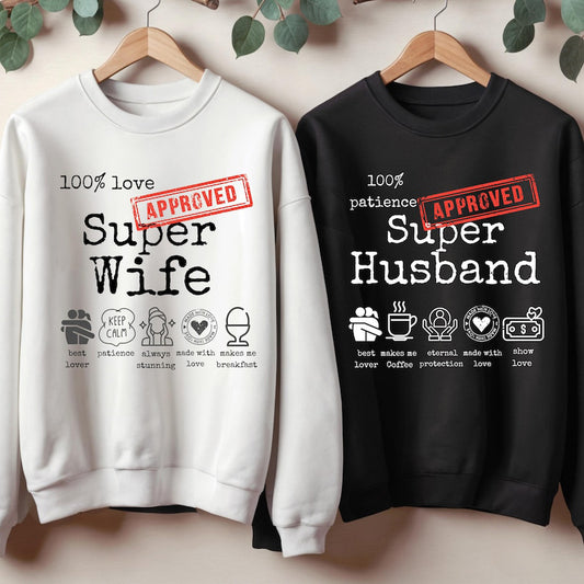 Super Husband & Super Wife Full Sleeve Couple T-Shirts