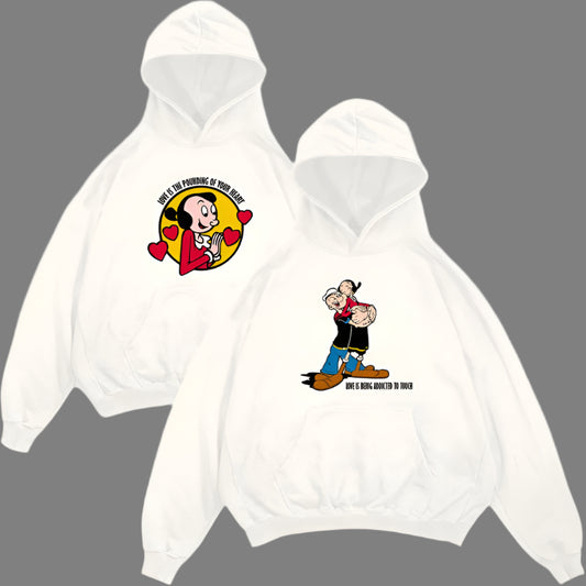 Popeye & Olive Themed Couple Hoodies