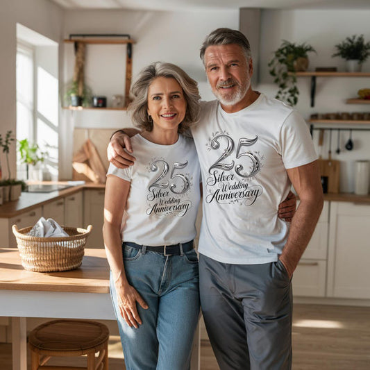 25 Silver Wedding Anniversary Special Short Sleeve Couple T-Shirts