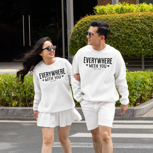 Everywhere With You Full Sleeve Couple T-Shirts