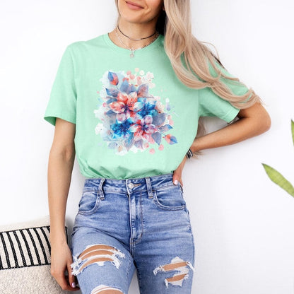 Watercolor Floral Art T-Shirt – Elegant & Artistic Casual Wear