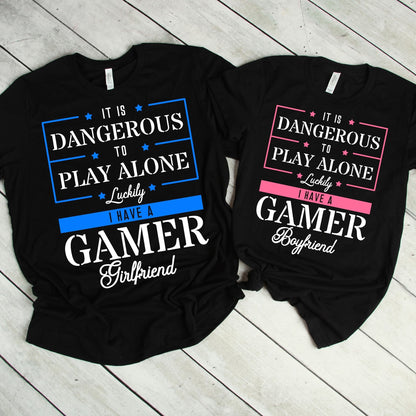 Dangerous Play Along Gamer Short Sleeve T-Shirts for Couple