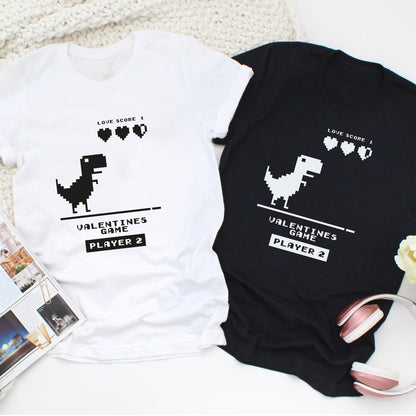 Dino Love Quest Short Sleeve Couple T-Shirts