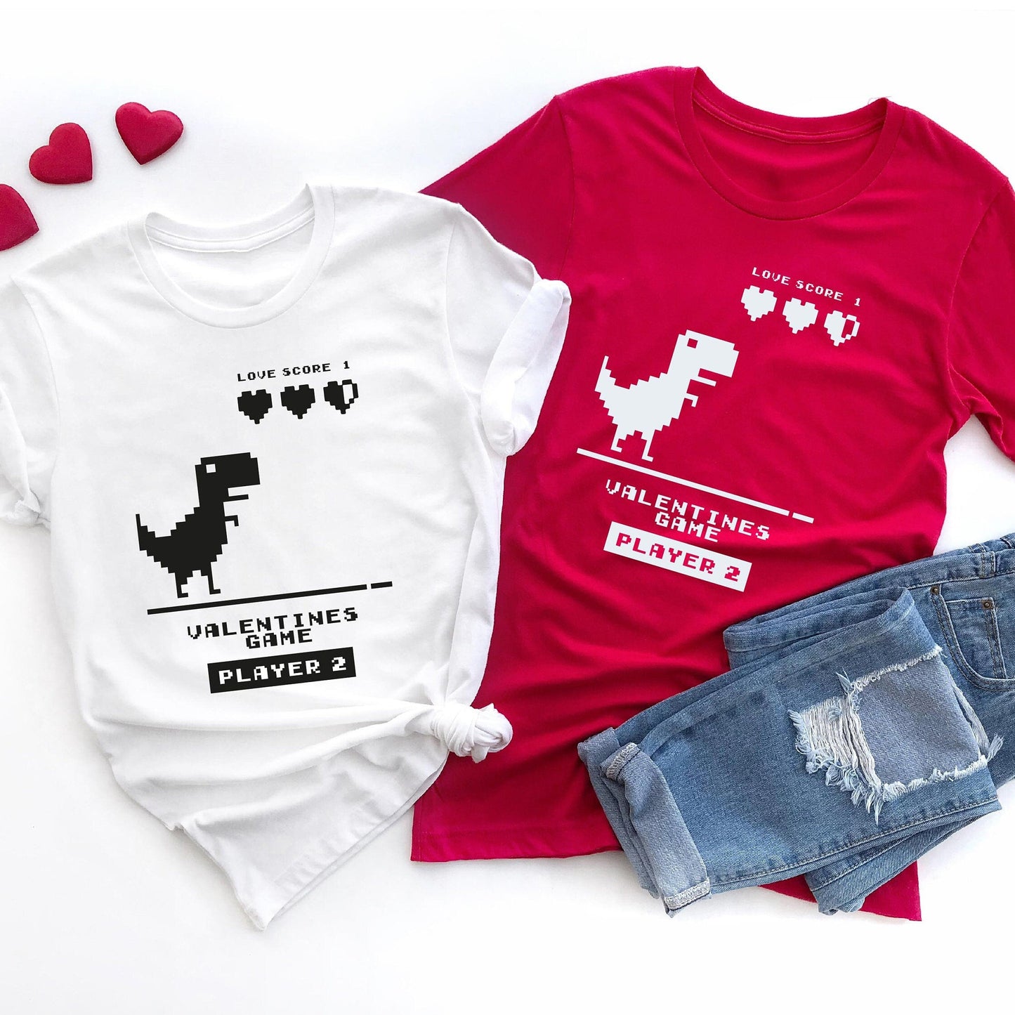 Dino Love Quest Short Sleeve Couple T-Shirts