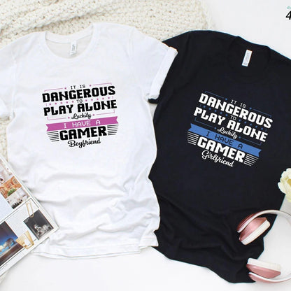 Dangerous Play Along Gamer Short Sleeve T-Shirts for Couple