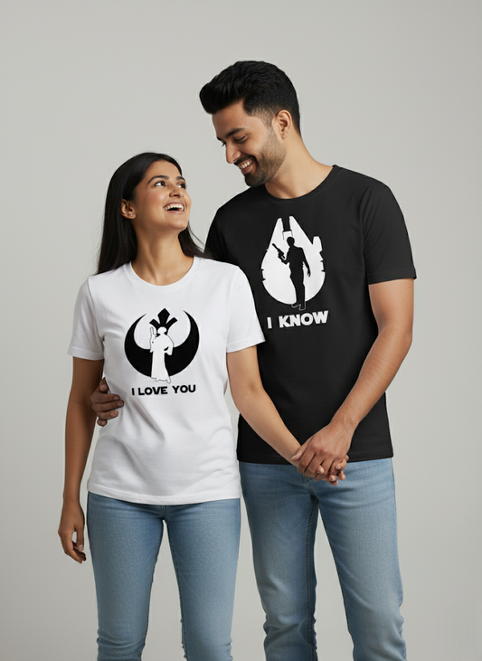 Star Wars "I Love You / I Know" matching couple T-shirts