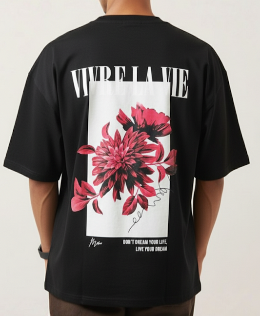 Vivre La Vie Floral Graphic Oversize T-Shirt
