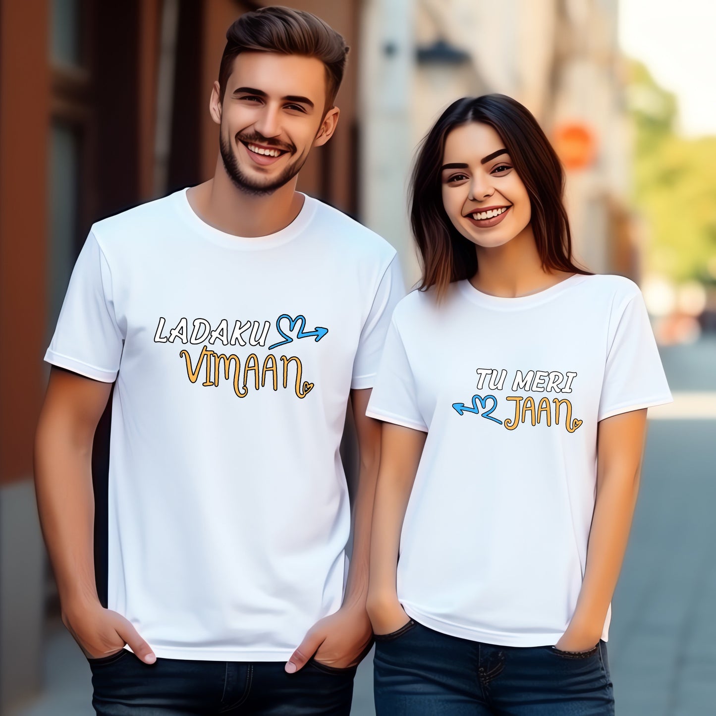 Ladaku Vimaan & Tu Meri Jaan Short Sleeve Couple T-Shirts