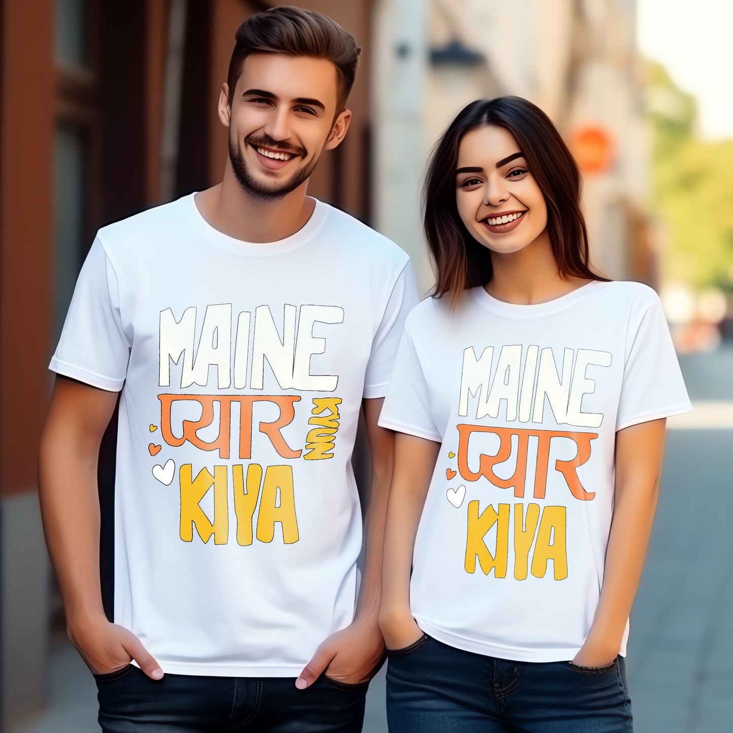 Meine Pyaar Kiya & Meine Pyaar Kyun Kiya Funny Couple T-Shirts