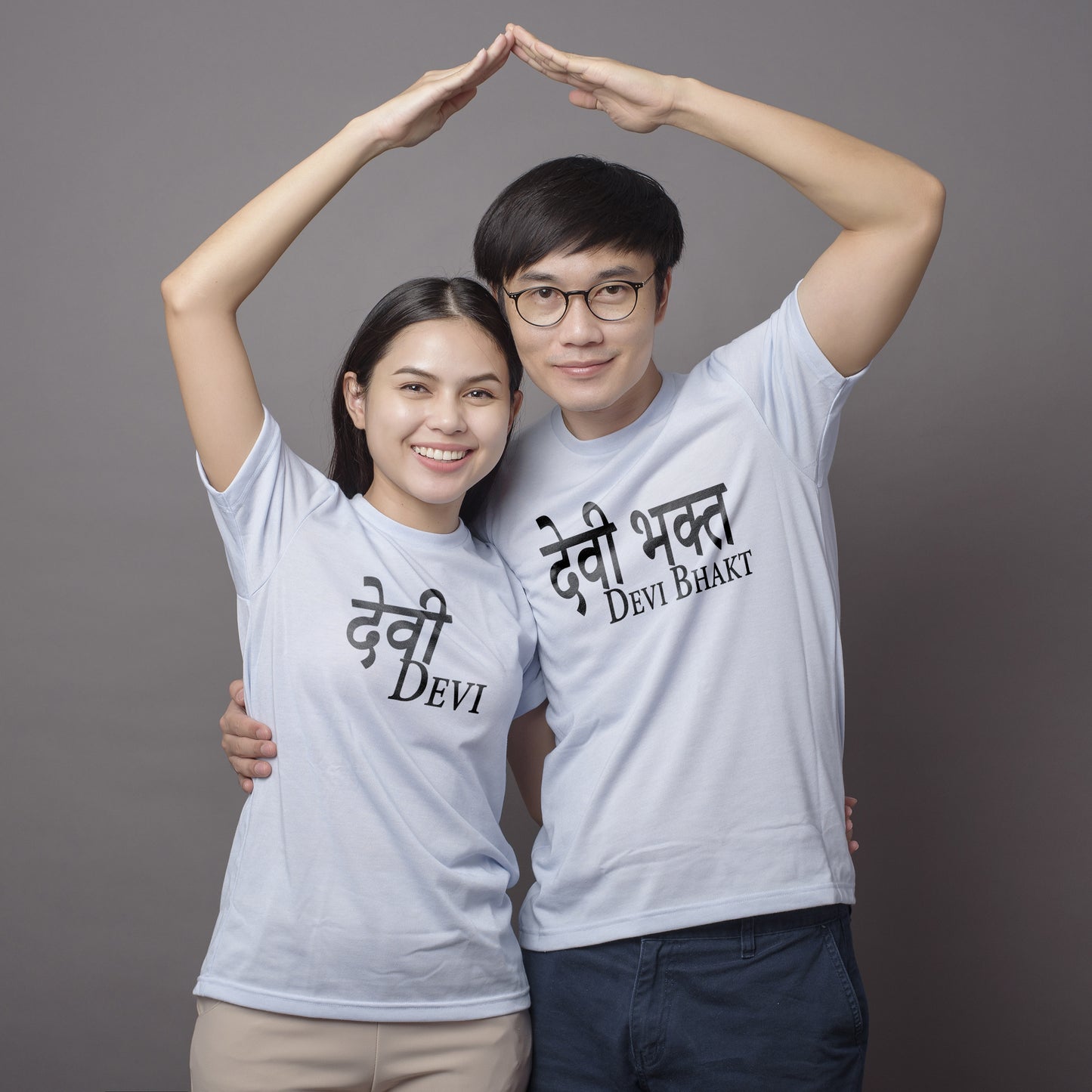 Devi & Devi Bhakt Theme Couple T-Shirts - Short Sleeve